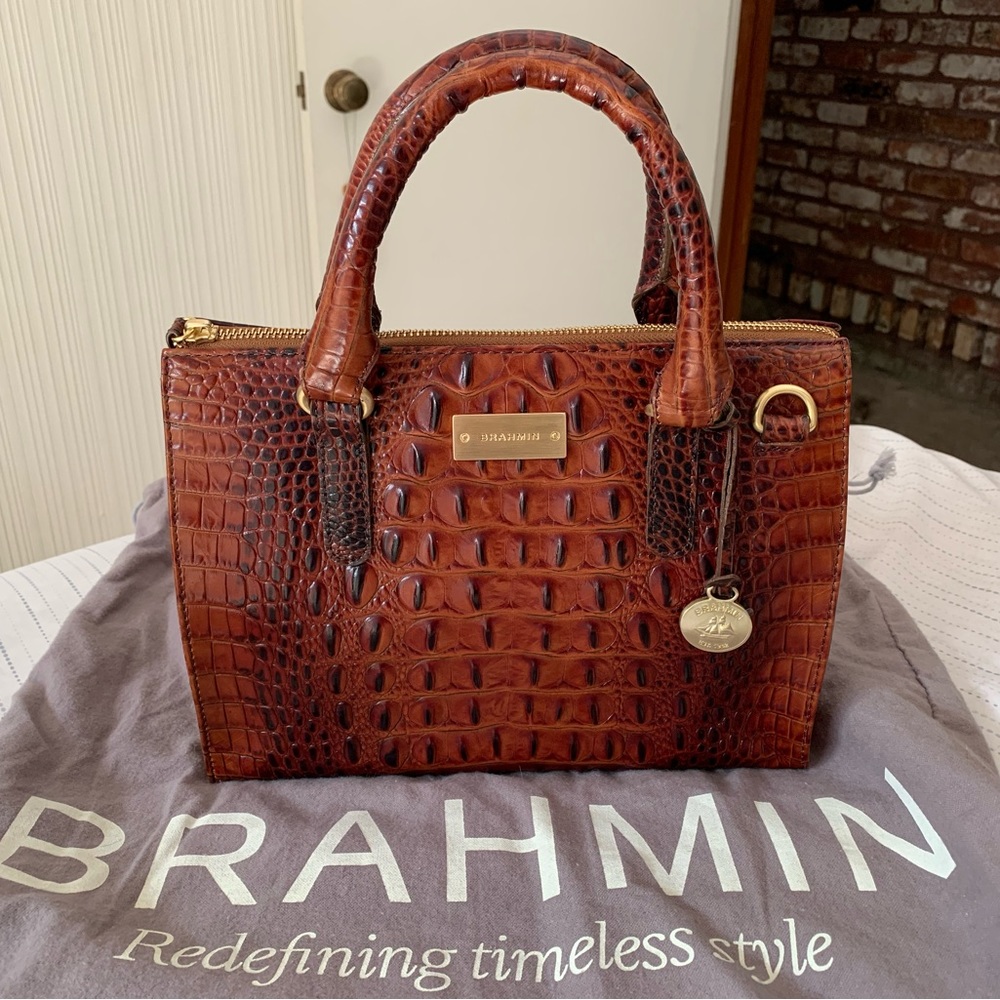 Brahmin Brown Croc-Embossed Handbag